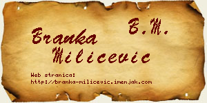 Branka Milićević vizit kartica